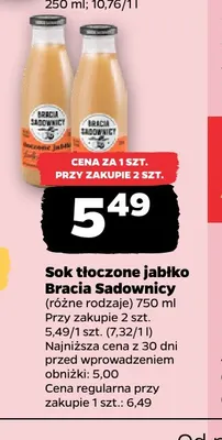 Ok tłoczony jabłko i gruszka Bracia sadownicy promocja w Netto