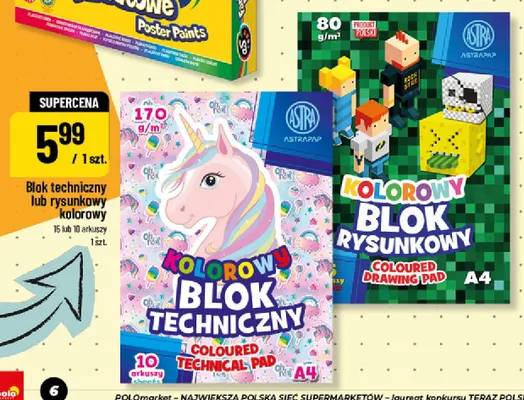 Blok techniczny kolorowy Astra promocja w POLOmarket