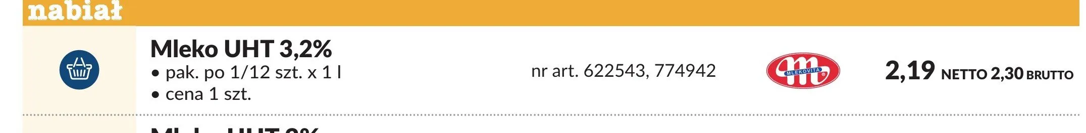 Mleko UHT 3,2% Mlekovita promocja w Makro