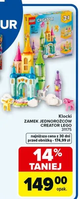 Klocki zamek jednorożców CREATOR LEGO 31175 promocja w Carrefour