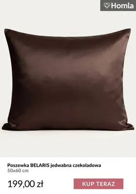 Poszewka Belaris jedwabna czekoladowa 50x60 cm Homla promocja w Homla