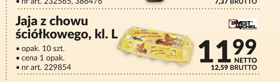 Jaja z chowu ściółkowego kl. L Invest-Michel promocja w Makro