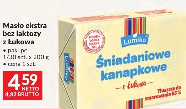 Masło ekstra bez laktozy z Łukowa promocja w Makro