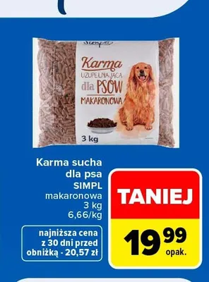 Karma sucha dla psa SIMPL makaronowa promocja w Carrefour Market