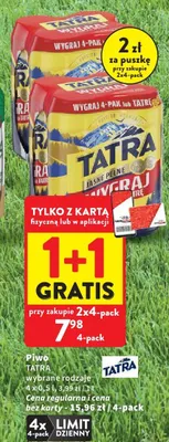Piwo Tatra Jasne Pełne 4-pak 500ml promocja w Intermarche