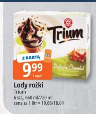 Lody rożki Trium Pistache Chocolat promocja w Leclerc