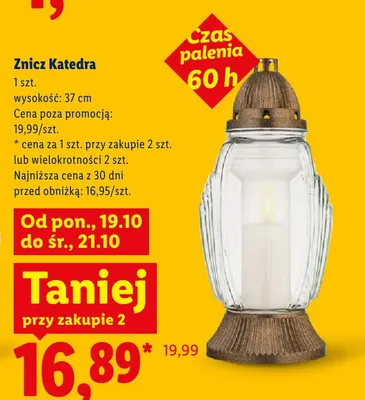Znicz Katedra 37 cm promocja w Lidl