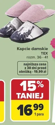 Kapcie damskie 35-41 Tissaia promocja w Carrefour