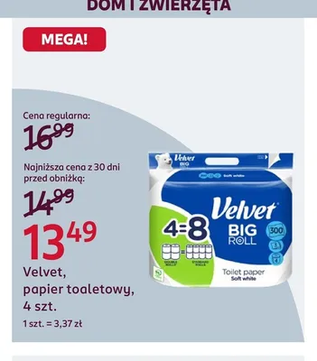 Papier toaletowy Velvet Big Roll promocja w Rossmann