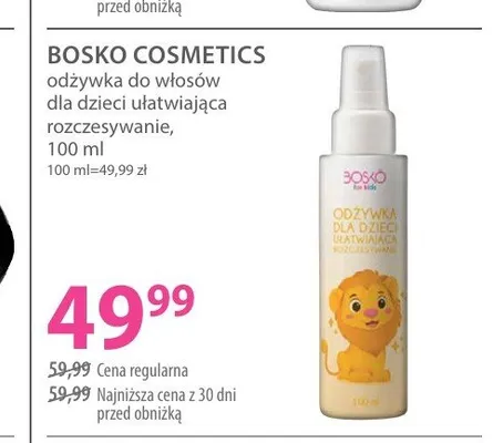 Odżywka do włosów dla dzieci ułatwiająca rozczesywanie Bosko Cosmetics promocja w Hebe