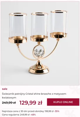 Świecznik potrójny Cristal shine brooche z motywem kwiatowym home&you promocja w home&you