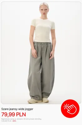 Szare jeansy wide jogger Cropp promocja w Cropp