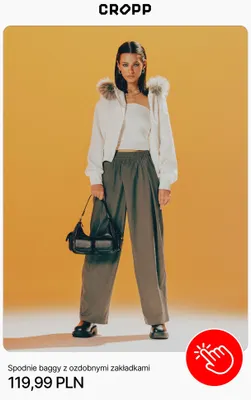 Spodnie baggy z ozdobnymi zakładkami Cropp promocja w Cropp