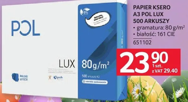 Papier ksero A3 POL LUX 500 arkuszy promocja w Selgros