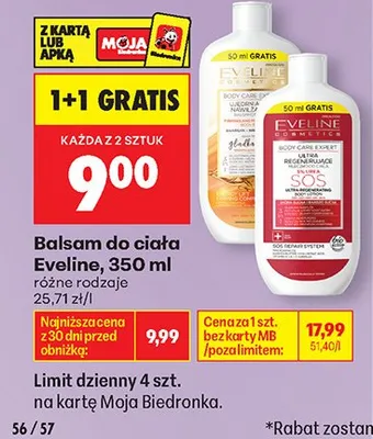 Balsam do ciała Eveline SOS promocja w Biedronka