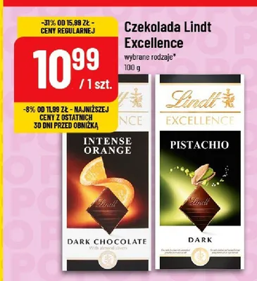 Czekolada Lindt Excellence Pistachio promocja w POLOmarket