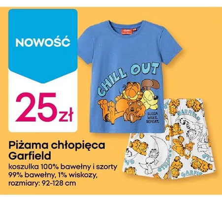 Piżama chłopięca Garfield koszulka 100% bawełny i szorty 99% bawełny 1% wiskozy promocja w Pepco