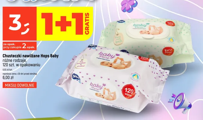 Chusteczki nawilżane Hops Baby promocja w Dealz