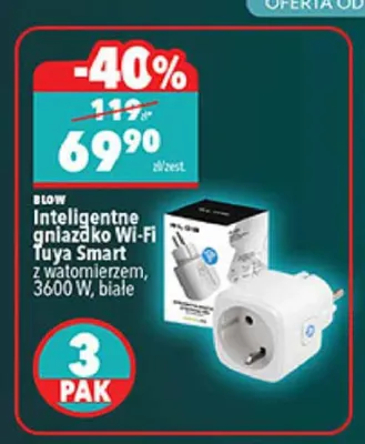 Inteligentne gniazdko Wi-Fi Tuya Smart z watomierzem Blow 3-pak promocja w Biedronka