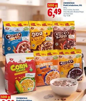 Płatki śniadaniowe Choco Muszelki Crownfield XXL promocja w Lidl