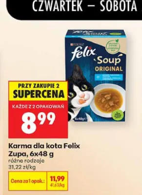 Karma dla kota Felix Zupa 6-pak 48 g promocja w Biedronka