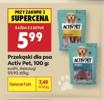 Przekąski dla psa Activ Pet sushi promocja w Biedronka