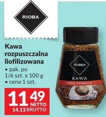 Kawa rozpuszczalna liofilizowana Rioba promocja w Makro