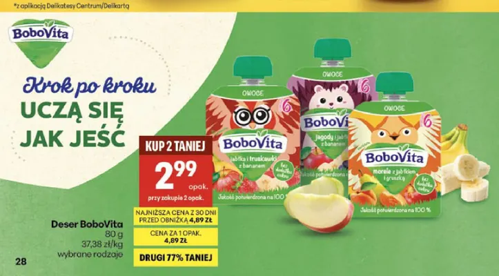 Deser jagody i jabłka z bananem BoboVita promocja w Delikatesy Centrum