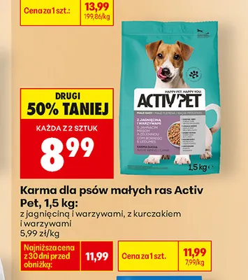 Karma dla psów małych ras Activ Pet z kurczakiem i warzywami promocja w Biedronka
