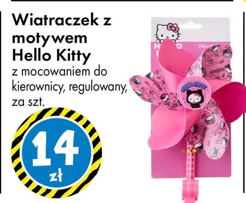 Wiatraczek z motywem Hello Kitty z mocowaniem do kierownicy, regulowany promocja w Tedi
