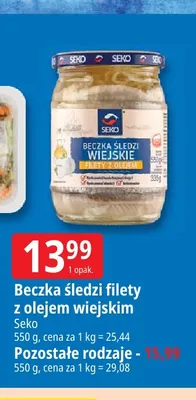 Śledzie Beczka śledzi filety z olejem wiejskim Seko promocja w Leclerc