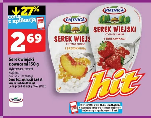 Serek wiejski z owocami Piątnica z truskawkami promocja w TOPAZ
