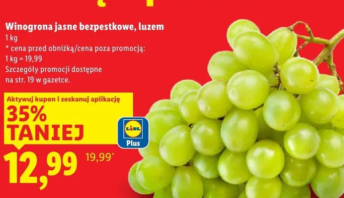 Winogrona jasne bezpestkowe, luzem promocja w Lidl