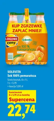 Sok pomarańcza Solevita 6-pak 100% promocja w Lidl