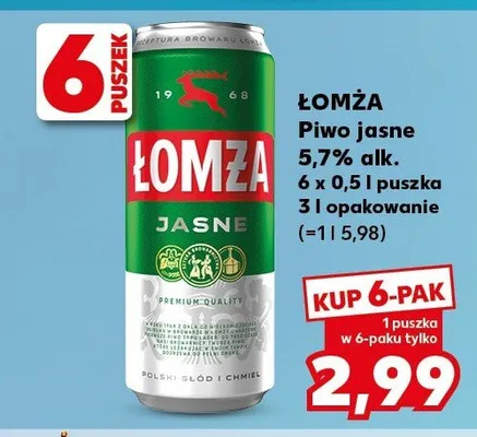 Piwo jasne 5,7% alk. promocja w Kaufland