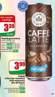Napój mleczno-kawowy Rio de Brass Caffè Latte Milk Espresso promocja w Dino