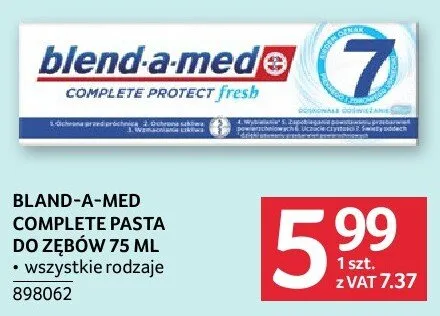Pasta do zębów Blend-a-med Complete Protect 7 Fresh 75ml promocja w Selgros