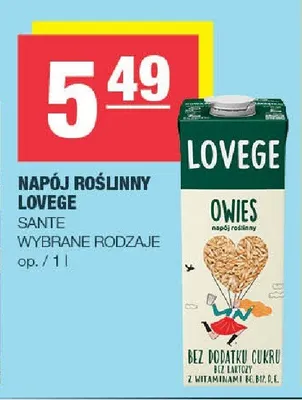 Napój Roślinny Lovege Sante promocja w SPAR