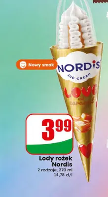 Lody rożek Nordis promocja w Dino