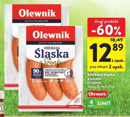 Kiełbasa śląska z szynki Olewnik promocja w Intermarche