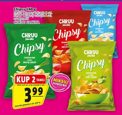 Chipsy ziemniaczane o smaku serka fromage Chruu Paczka promocja w Prim Market