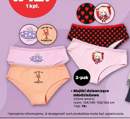 Majtki dziewczęce młodzieżowe 2-pak promocja w Netto