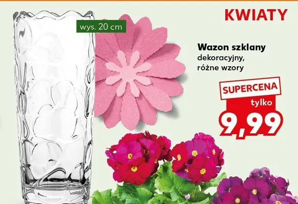 Wazon szklany dekoracyjny, różne wzory promocja w Kaufland
