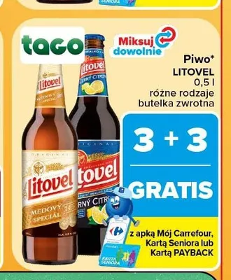 Piwo Litovel Cerny Citron promocja w Carrefour