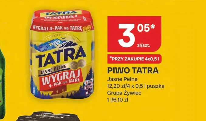 Piwo Tatra Jasne Pełne 4-pak promocja w Chorten