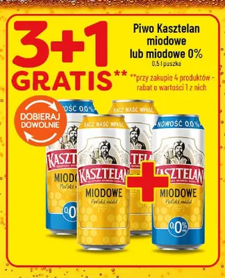 Piwo bezalkoholowe Kasztelan miodowe 0% promocja w POLOmarket