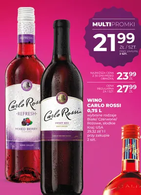 Wino różowe Carlo Rossi Refresh Mixed Berry promocja w Duży Ben