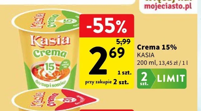 Crema 15% Kasia promocja w Intermarche
