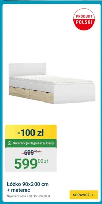 Łóżko z materacem promocja w ERLI