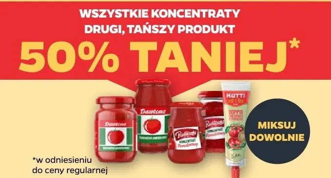 Koncentraty drugi, tańszy produkt -50% promocja w Netto